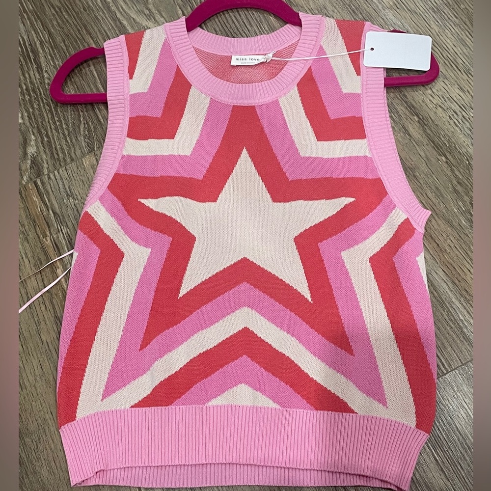 Pink Star Sweater Vest/Tank💕🌟🎀